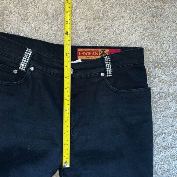 Vintage LAWMAN Western Womens Embellished Black Jeans Rhinestone Size 9 Slim Fit - Picture 7 of 16